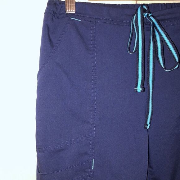 Scrubstar XS EUC Navy w/teal details drawstring scrub pants - Picture 5 of 13